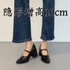 French Mary Jane Women's Shoes with Increased Inner Height, New Pointed Toes Are Not Tired, High Heels and Soft Soles, Commuting Thick Heels