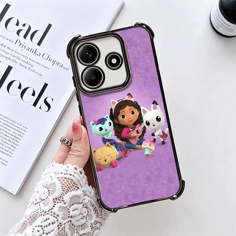 G-Gabbys Dollhouse Cartoon Plating Phone Case For Xiaomi Redmi Note 14 15 Pro Plus 13 12 11 11S 11T 10 9S 9 5G Anti-Fall Airabag
