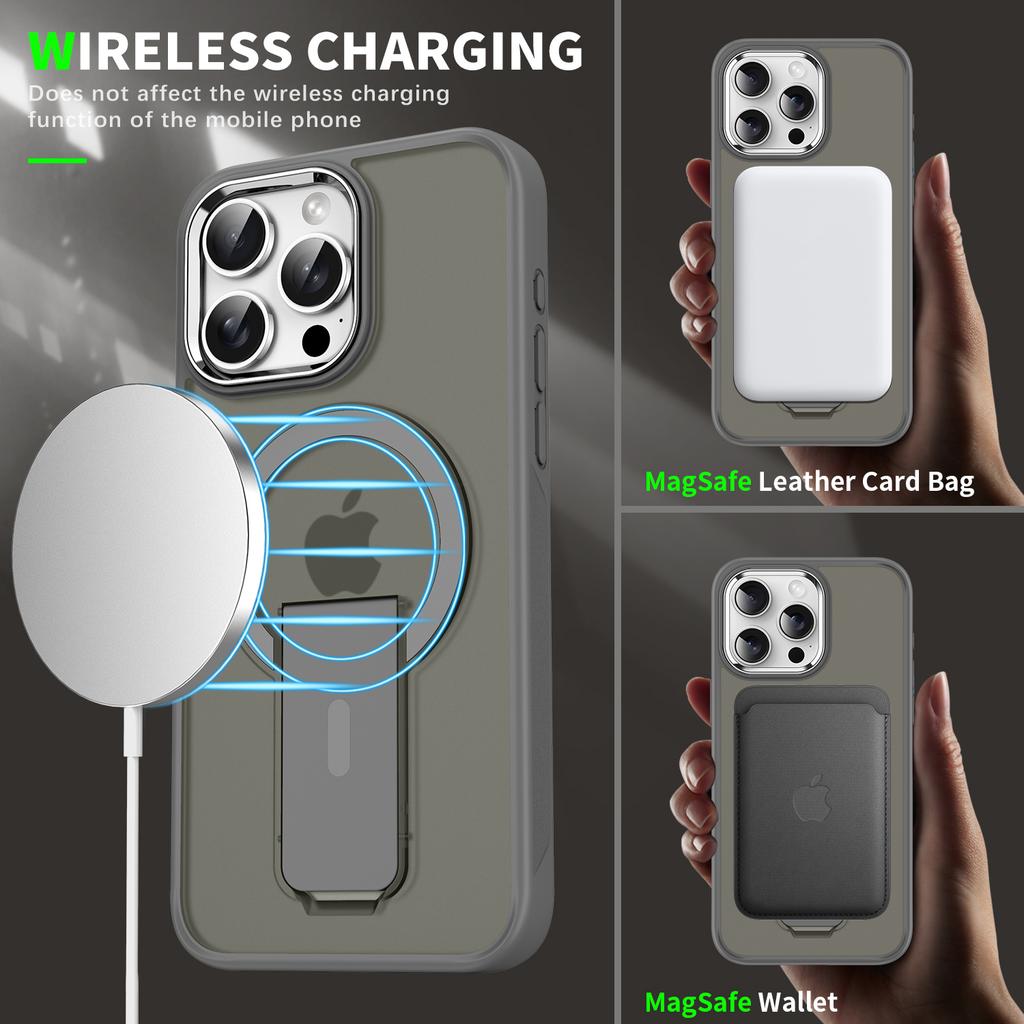 For iPhone 13 Pro Case Compatible with MagSafe PC+TPU Phone Cover with Kickstand