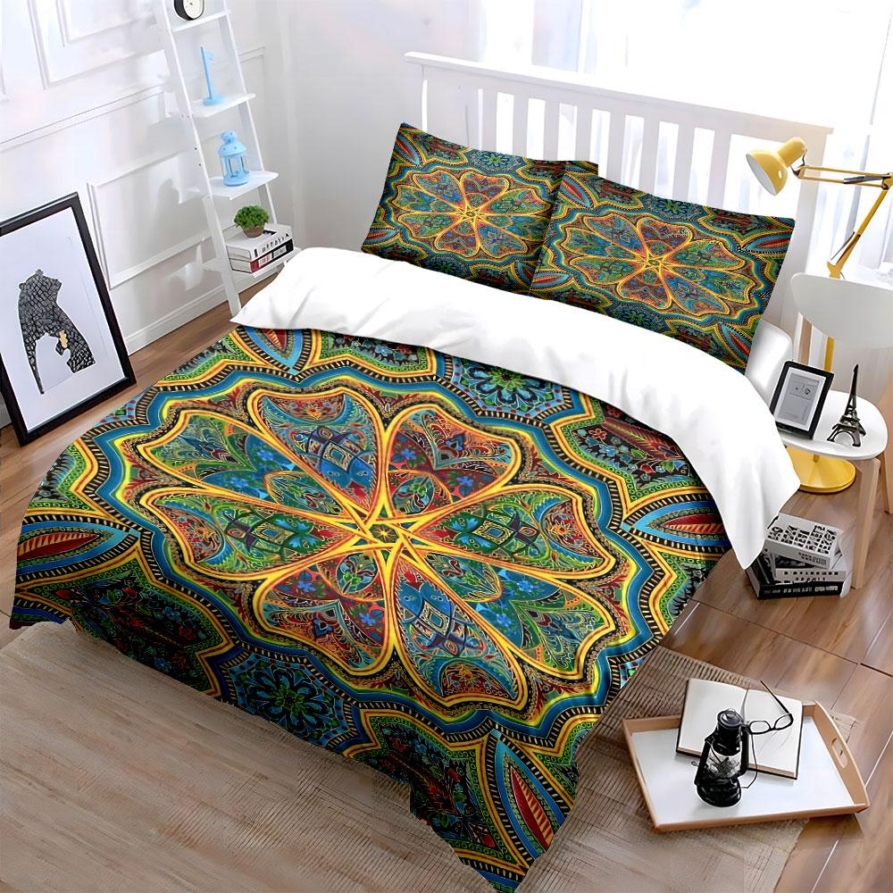 Mandala-inspired Floral Pattern. Bedding Sets Duvet Cover Sets Duvet Covers Pillowcases(1 * Duvet Cover 2 * Pillowcases, Without Duvet Insert)