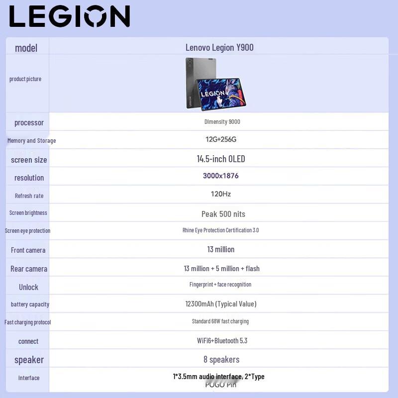 

Lenovo Legion Y700 (3rd Gen) Gaming Tablet (CN version)