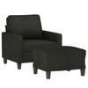 Armchair with Footstool Black 60 Cm Fabric