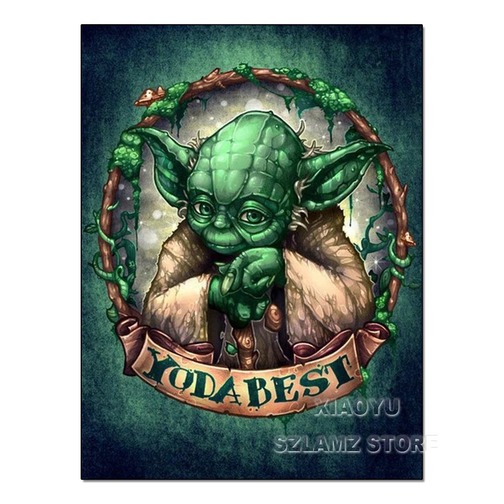 Diamond Painting Yoda Rhinestone Picture Cartoon Full Round Drill Mosaic Embroidery Mandalorian Home Decor Gift