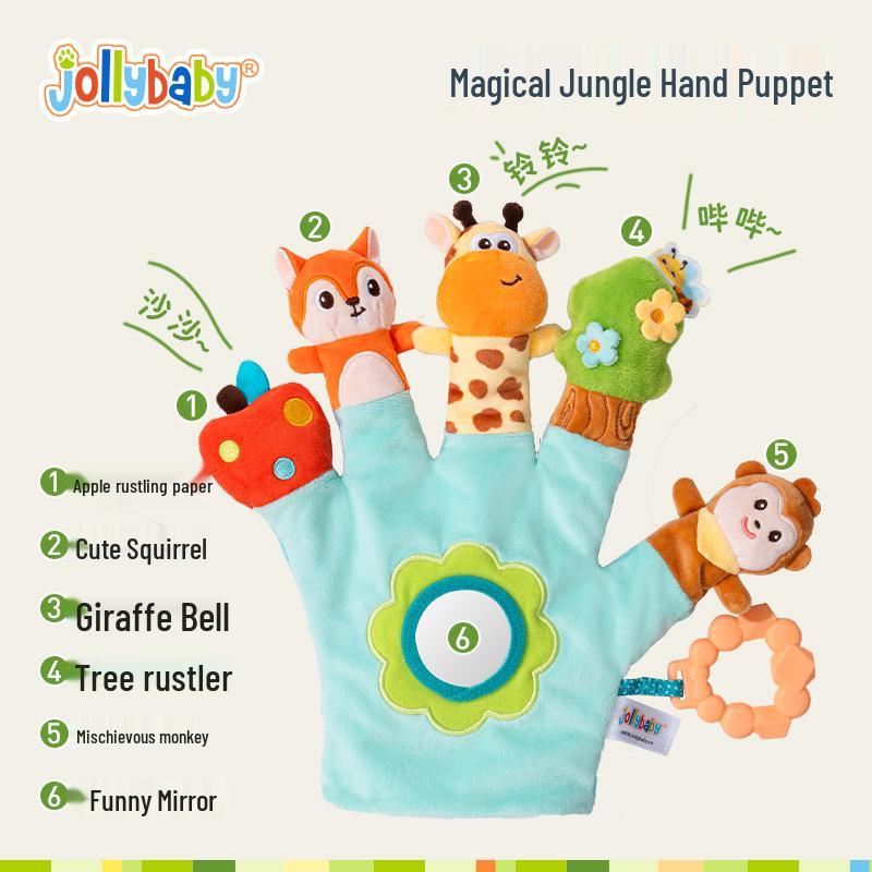 Jollybaby Multi-Functional Soothing Hand Puppet & Teether Cloth Book for Infants 0-6 Months