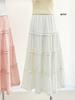Spring 2026 Sweet Girly Vacation Cake Skirt - Summer Cream Color with Wood Ear Edge