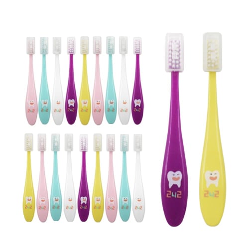 MSDENTAL 242 Children's Toothbrush, Antibacterial Double-Layered Ultra-Fine Bristles, Pack of 20