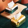 Luksus Golden Tissue Boxes Oppbevaring Serviettholder Papiretui Organisering Ornament Craft Desktop Tissue Holder Kjøkken Tissue Box
