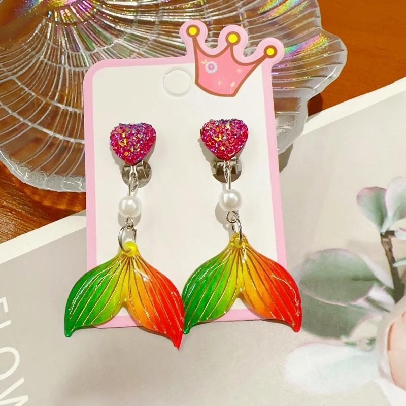 

Милые детские клипсы для ушей, серьги для девочек без проколов, набор колец-клипс для ушей русалочки