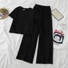 Women's 2025 Korean Style Casual Summer Sportswear Set: Short Sleeves & Wide-Leg Pants Two-Piece