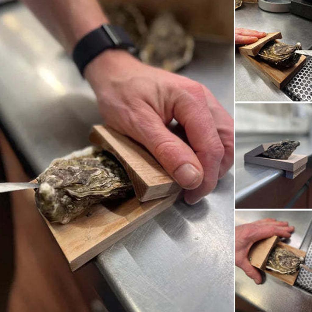 Edelstahl Austernöffner-Set Muschelöffner Holz Meeresfrüchte-Öffner Werkzeuge für Heimküche Hotel Grill