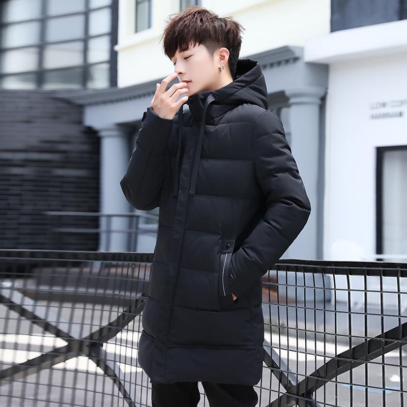 Large Size Men's Jacket Men's Cotton-padded Jacket Medium and Long Casual Hooded Cotton-padded Jacket Men's Thickened Jacket