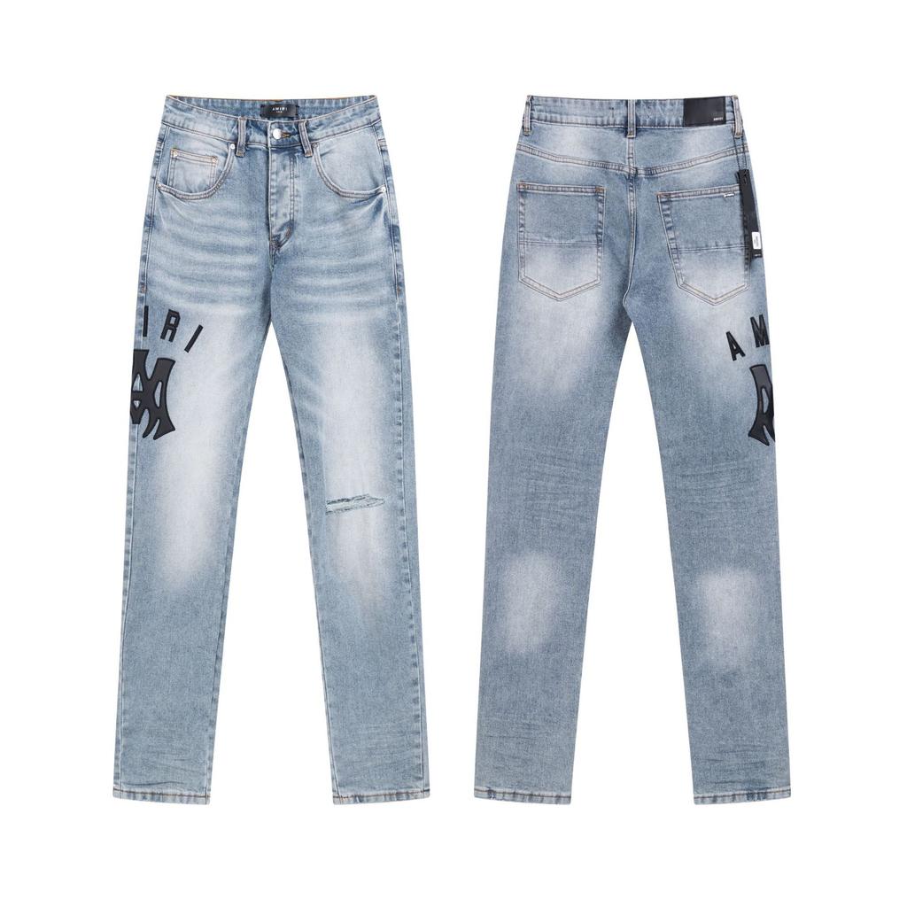 Purple Brand Ink Printing Meichao High Street Retro Ripped Casual Trend Denim Horn Pants Small Feet