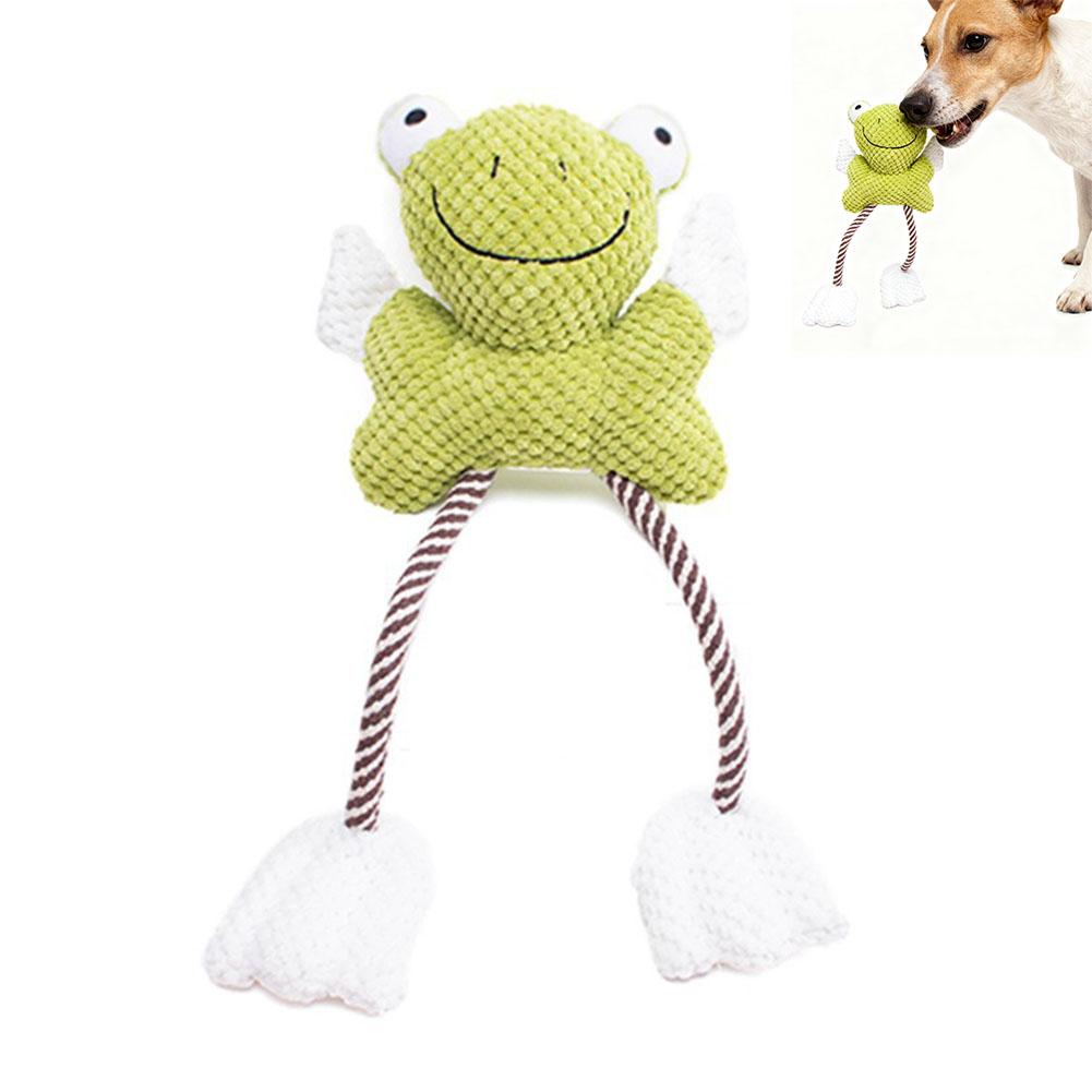 Bite-Proof Squeaky Plush Dog Toys Cleaning Teeth Cartoon Duck Frog Shape Pet Squeeze Sound Toy Soft Fun Sound