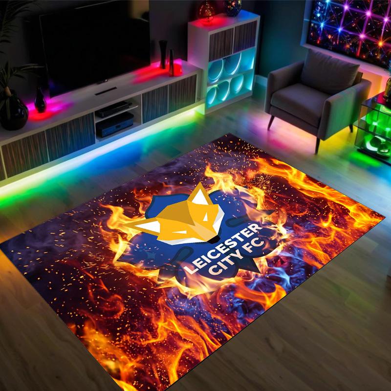 Leicester City Football Design Crystal Velvet Carpet Cozy Non?Slip Printed Rug For Bedroom Living Room Entrance