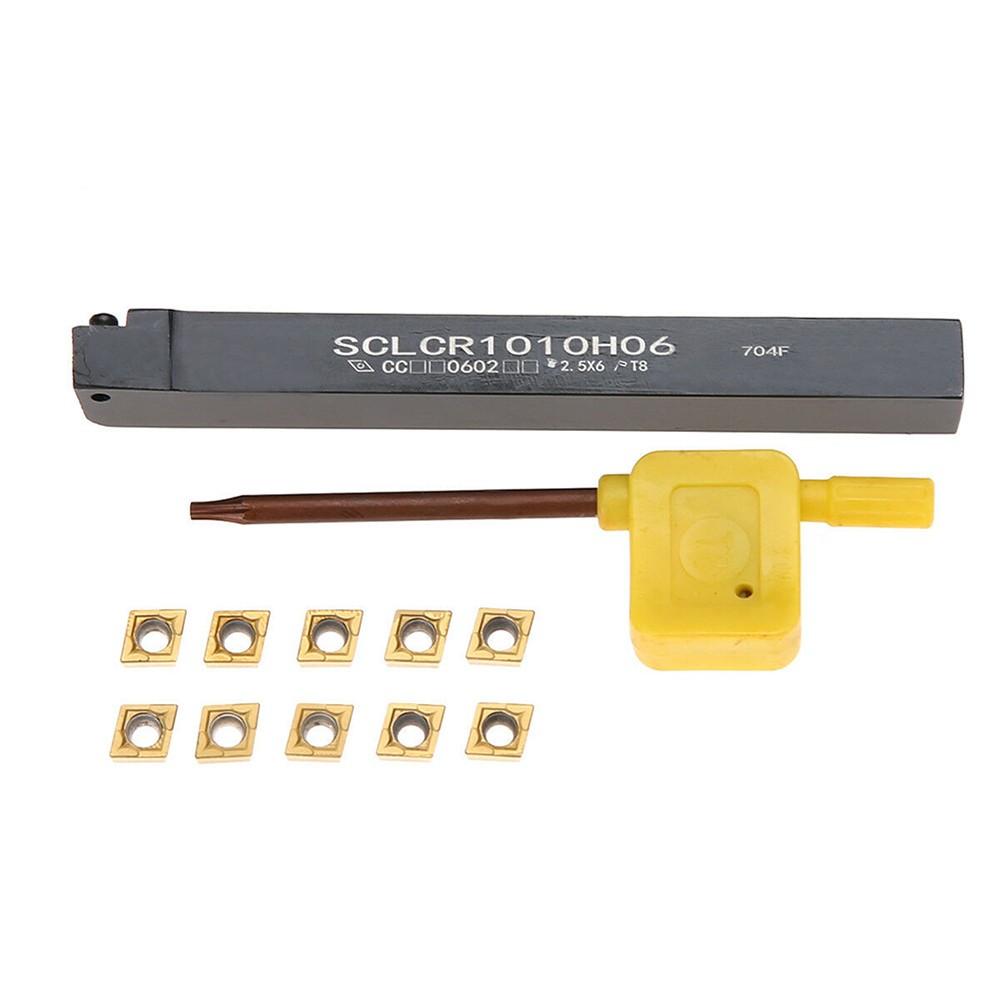 SCLCR1010H06 Uchwyt narzędziowy do toczenia tokarki + 10 szt. CCMT0602 Wkładki węglikowe