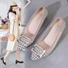 Women's High Heels 2025 Spring New Kitten Heel Versatile Cutout Breathable Single Shoes