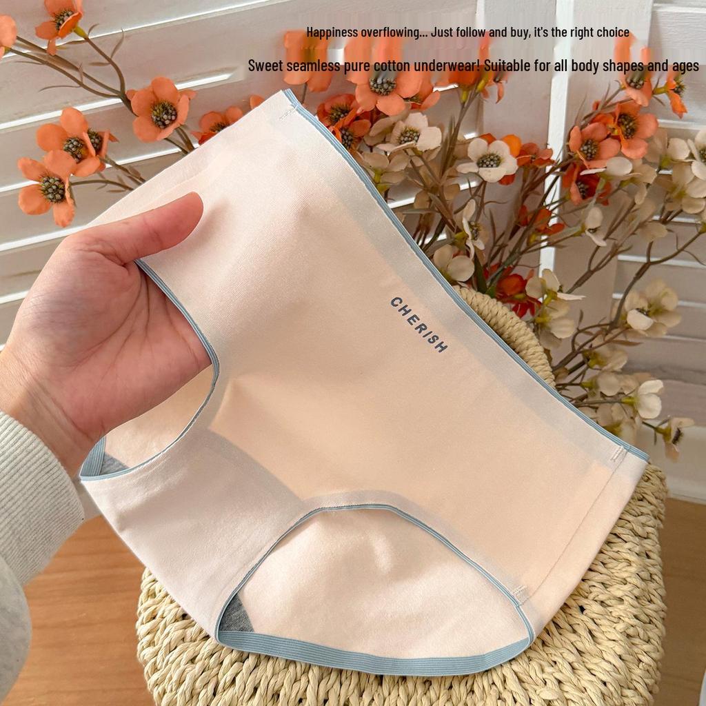 Japanska Söta Sömlösa Damunderkläder i Bomull med Färgblock och Andningsförmåga, Triangelformade