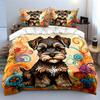 Buntes Hundedekor-Set Weiche Bequeme Bettbezug-Bettwäsche-Set Enthalten 1*Bettbezug & 2*Kissenbezüge, Geschenk