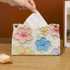 Artistic Colorful Flower Pattern Leather Tissue Holder Portable Napkin Dispenser Perfect For Home And Office Use