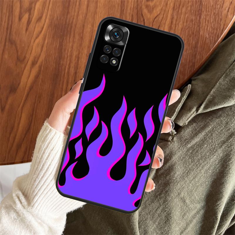 Blue Red Flame Fire Case For Xiaomi Redmi Note 14 Pro 13 12 11 10 15 Pro Plus Redmi 15 C 13 10C 12C 14C 13C Cover