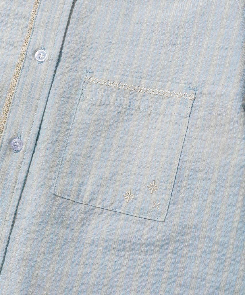 CGP (Women) Lace Detail Long Sleeve Shirt_Sky Blue