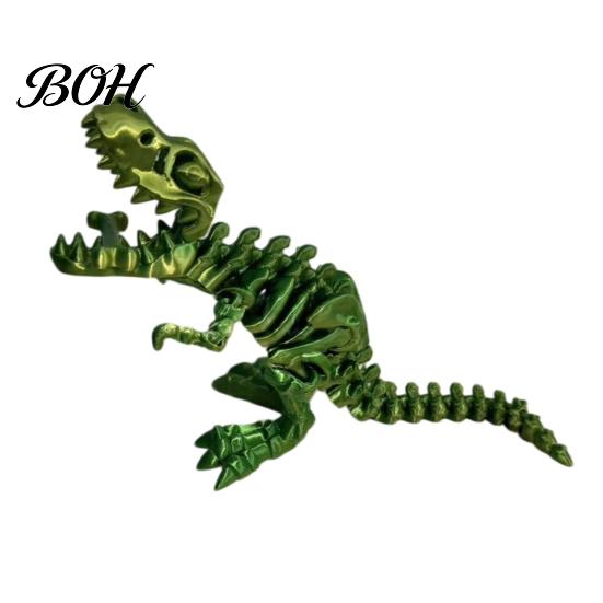 Smooth Joint Dinosaur Toy 3D Printed Figure, Movable Joints Opening Decoration, Decoration Gradient Metallic Texture Mini Bone Accessories Science