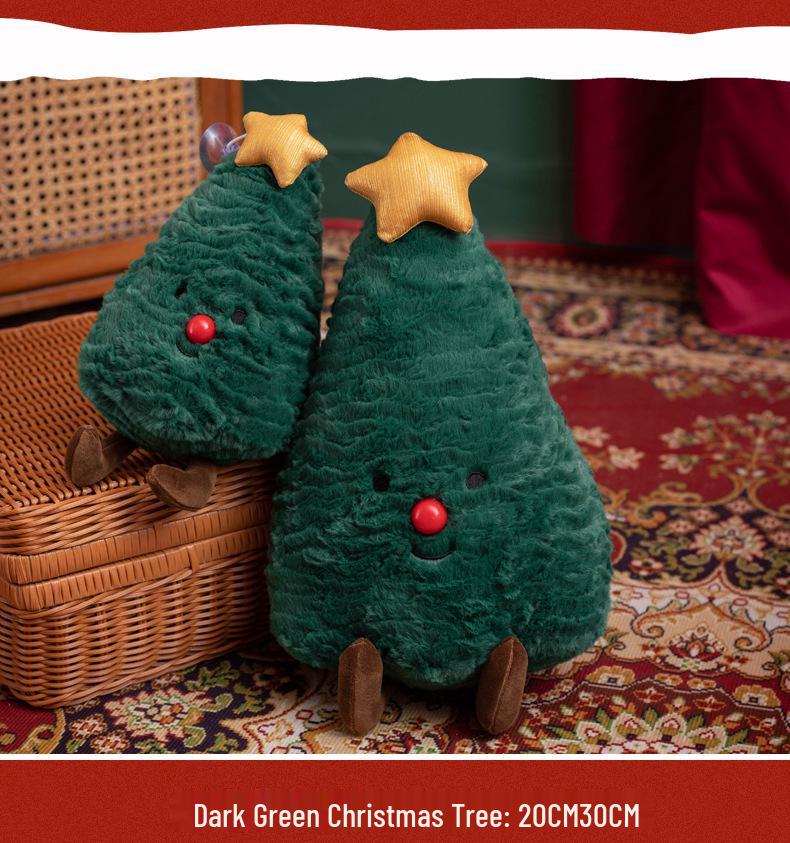 Festive Christmas Tree & Gingerbread Man Plush Cushion, New Year Gift & Wreath