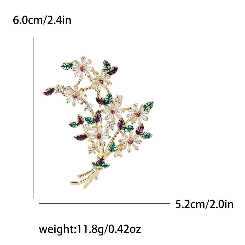 Squisita Versatile Spilla Bouquet Margherita in Rame Zirconato Lussuosa di Alta Gamma da Donna per Giacca da Abito Corsage Spilla Gioiello