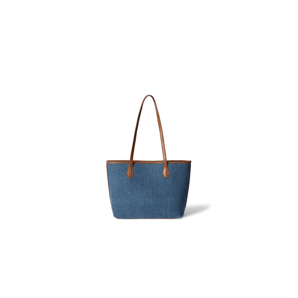 New Lee Denim With PU Panel Tote Bag, Shoulder Bag Regular Women's Denim Blue LE240101M-506