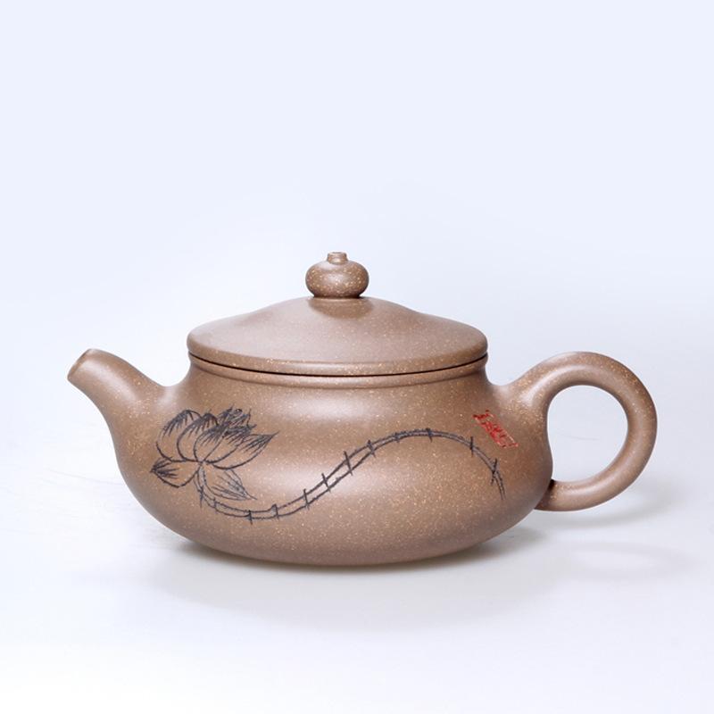 

230 мл высококачественный чайник из фиолетовой глины Исин, ручной работы, чайник из сырой руды, стальной, серый, глиняный чайник, чайный сервиз Zisha, коллекция посуды для питья, подарок