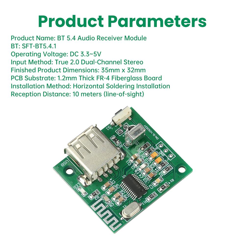 Bluetooth 1.1 Audio Receiver Module 1.1 Dual Channel Stereo Lossless Decoding Board Support Low-power Encoding Protocols 1.1-1V