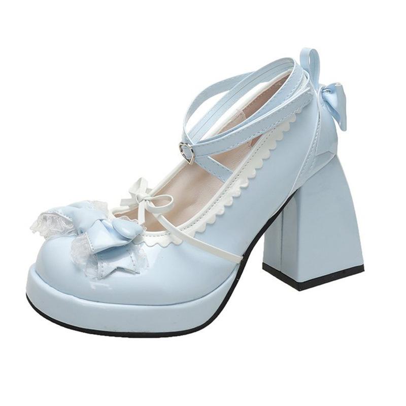 Women's high heels small leather shoes women's shoes shoes round head Mary Jane 2025 bow new