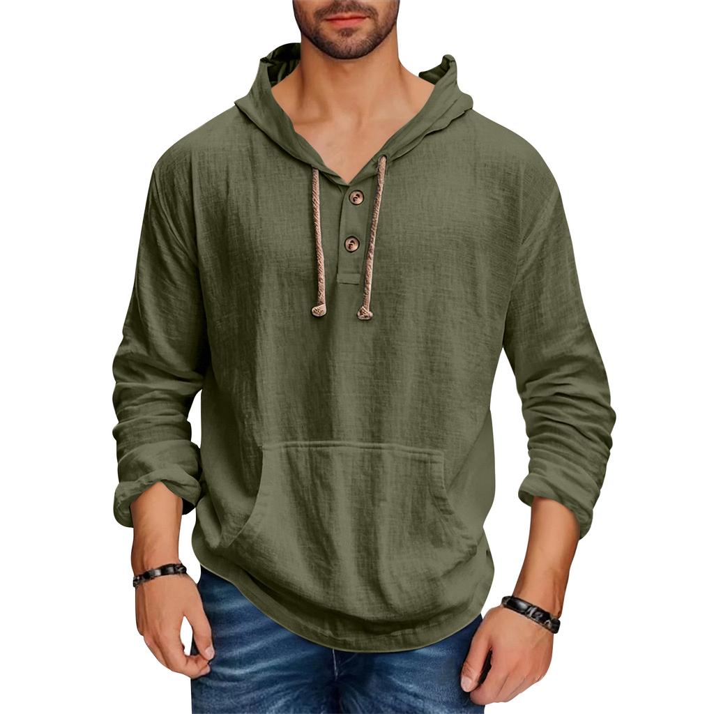 Men's Casual Loose Long Sleeved Hooded Pocket Sweatshirt
