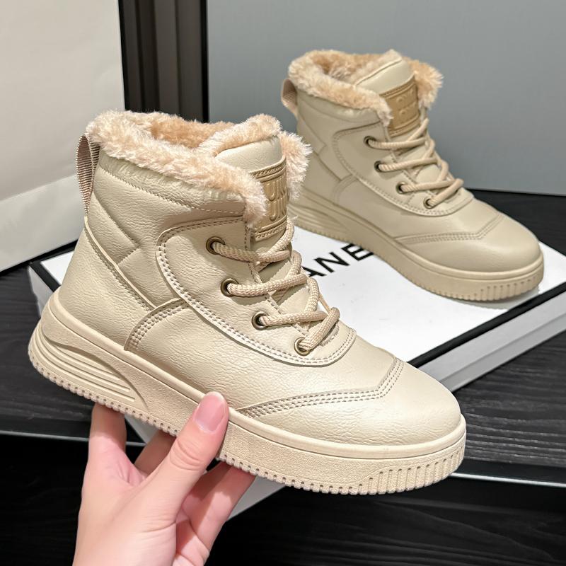 New Fashion Women's Winter Snow Boots With Plush Keep Warm Outdoor Hightop Walking Cotton Shoes Non-slip Waterproof Windproof