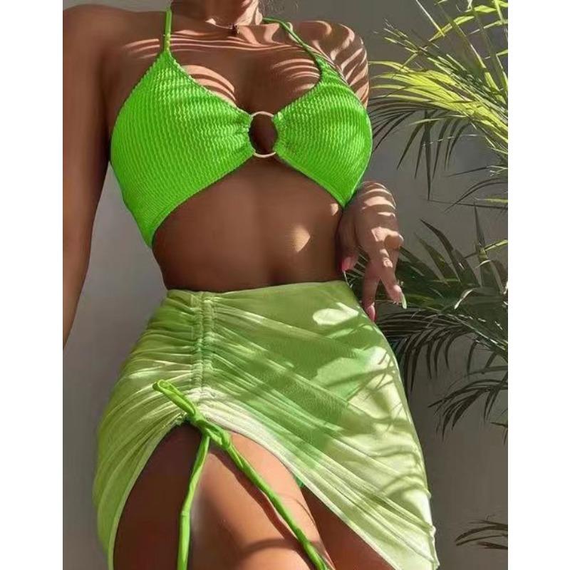 Rim Bikini Three-piece Split Bikini Pleated Women's Swimsuit