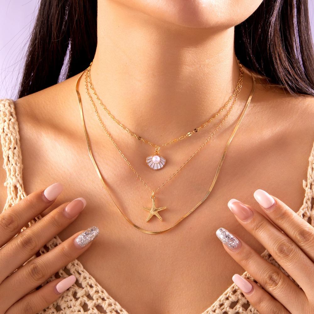 Retro Temperament Boho Choker Biżuteria Wielowarstwowy Design Koralik Perła Naszyjnik Damska Moda