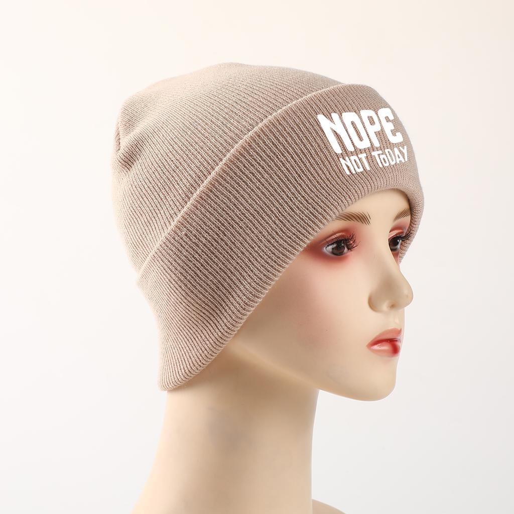 “NOPE Not Today” Print Winter Hats Unisex Warm Hat Beanie Skullcap Autumn Slouchy Knitted Cap Beanie Ideal Choice For Cycling