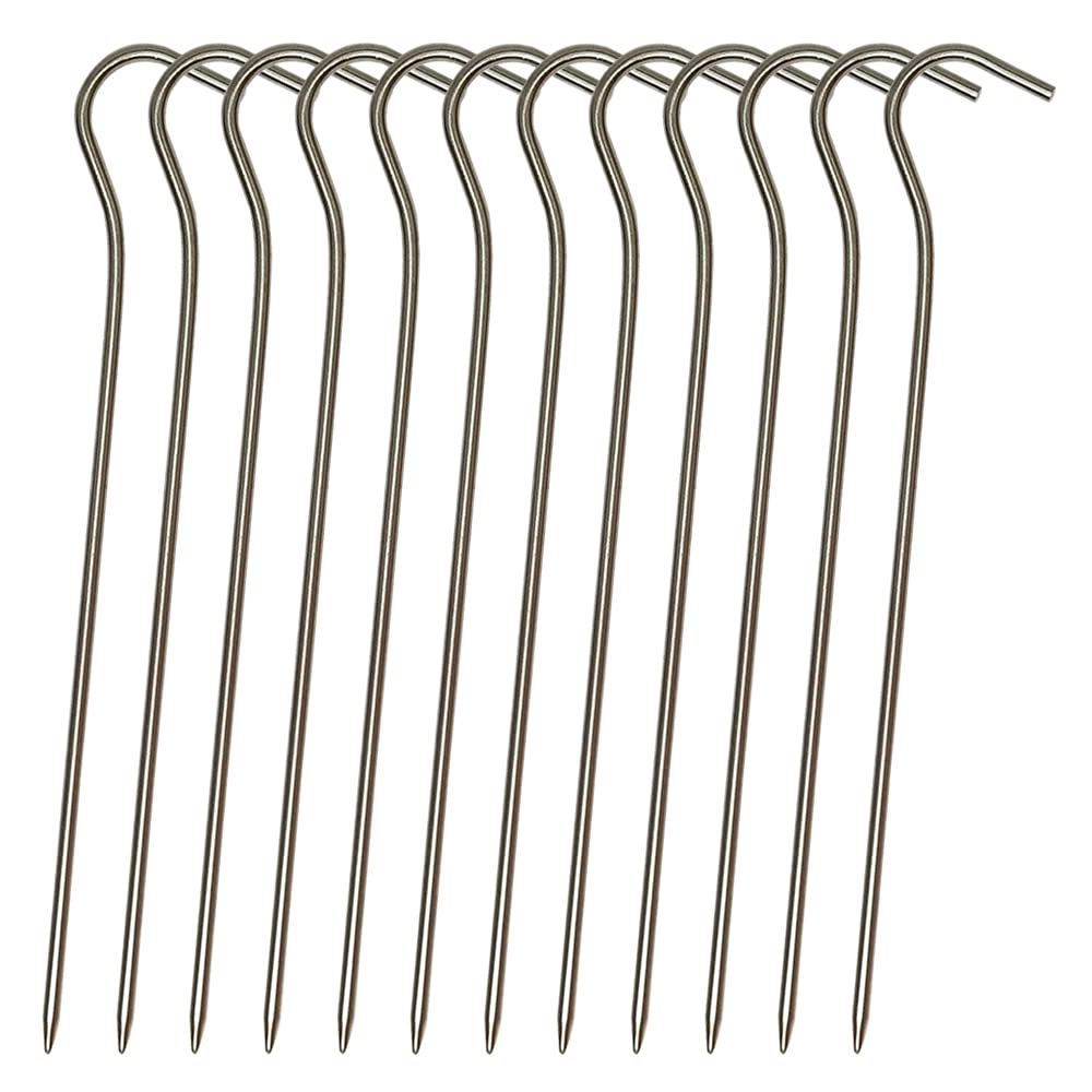 TITAN MANIA Titanium Set of Solid Forged Titanium Perfect for and Hard Tent Camping Includes Storage Bag Ultra-Lightweight Pegs, 16.5cm, 12, Pegs,