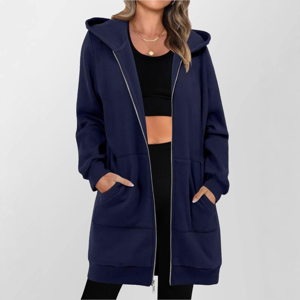 Women's Zip Up Hooded Hoodie Long Sleeve Loose Fit Casual Pullover Sweatshirt Top