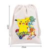 Pokemons Canvas Drawstring Bags Anime Figures Pikachu Eevee Gengar Cartoon Print Handbags Kids Birthday Party Candy Gift Bag
