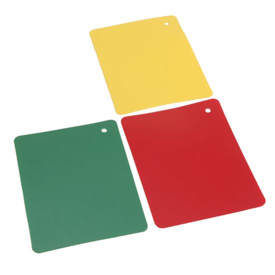 3 Stück Fußball Schiedsrichter Strafkarten Set Grün Rot Gelb Karten Fußball Verwarnung Platzverweis Verzögerungskarten für Sportwettbewerb Schiedsrichter Zubehör