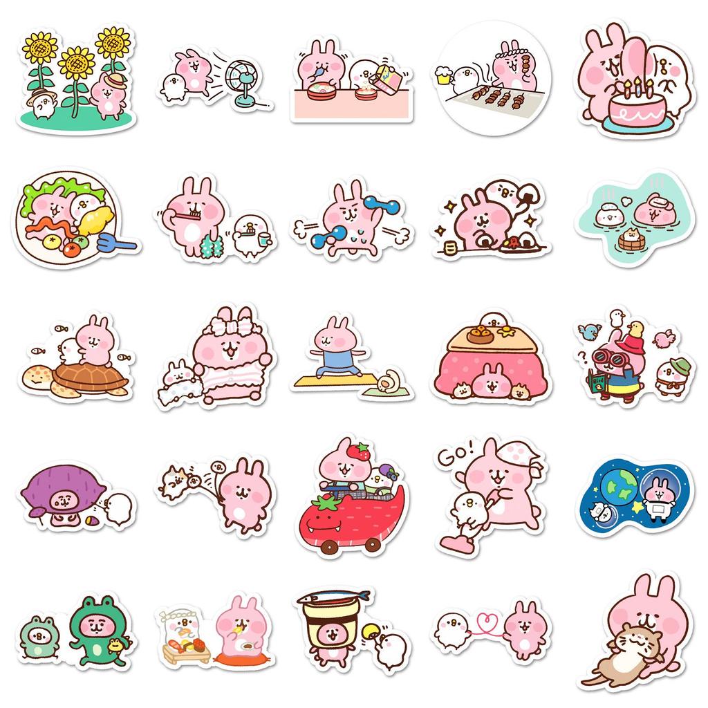 52 Kanahei Stickers: Cute Pink Rabbit Cartoon, Waterproof Decor for Notebooks & Planners