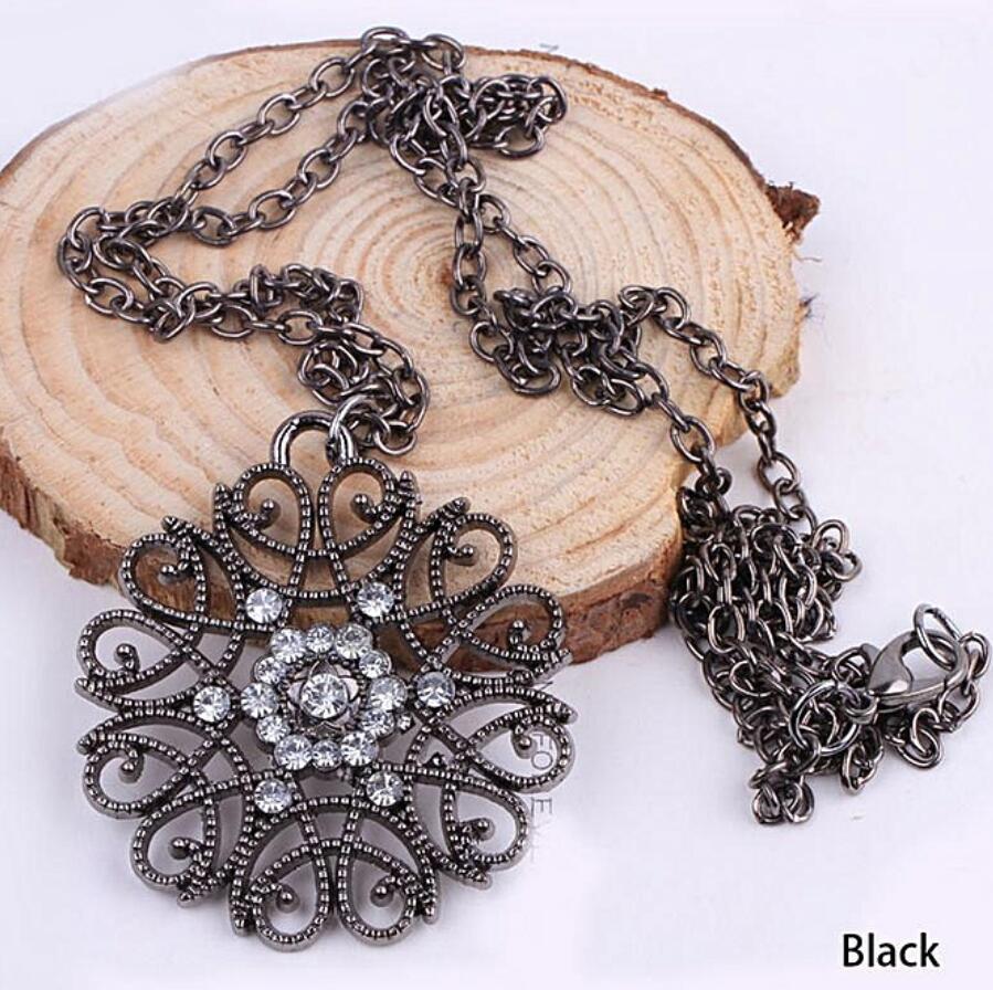Цветочная цепочка полая длинная подарочная подвеска ювелирное ожерелье модные ожерелья чёрный