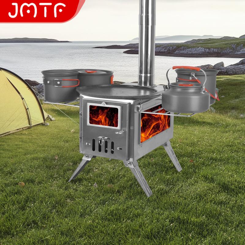 Outdoor Camping Stainless Steel Folding Wood Stove - Tent Heating, Lighting, Picnic - Cross-border Tourism