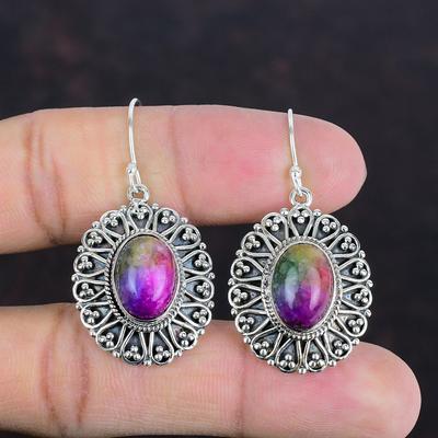 Rainbow Solar Quartz Druzy Earrings Vintage Jewelry Gemstone Earring 925 Sterling Silver Earring Handmade Jewelry Gifts For Mom Drop Earring