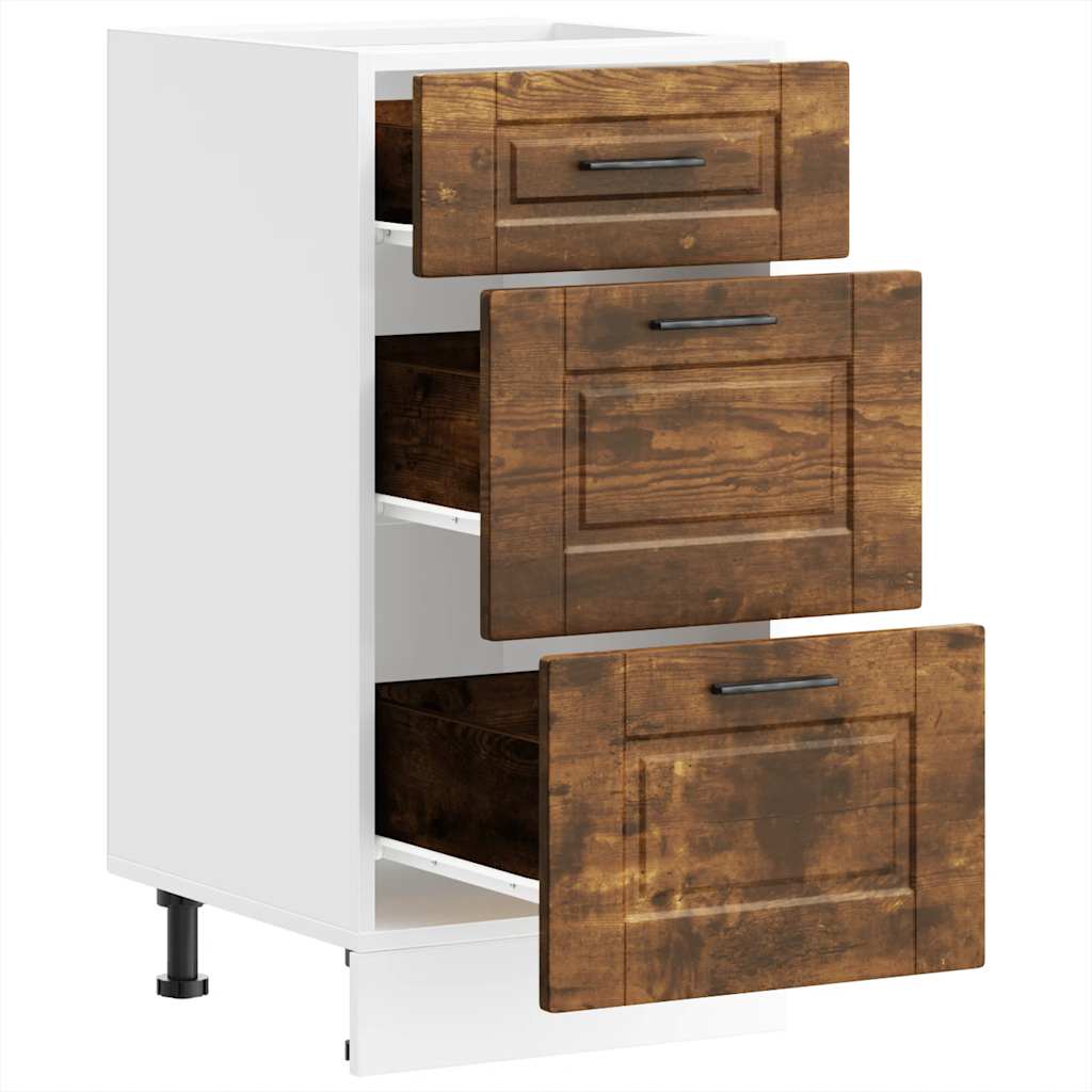 Porto Kitchen Base Cabinet Smoked Oak Particleboard