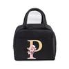 Cherry Blossom Letter N-Z Print Women Men Lunch Bag Fashion Alphabet Portable Insulated Bag School Multifunctional Bento Handbag