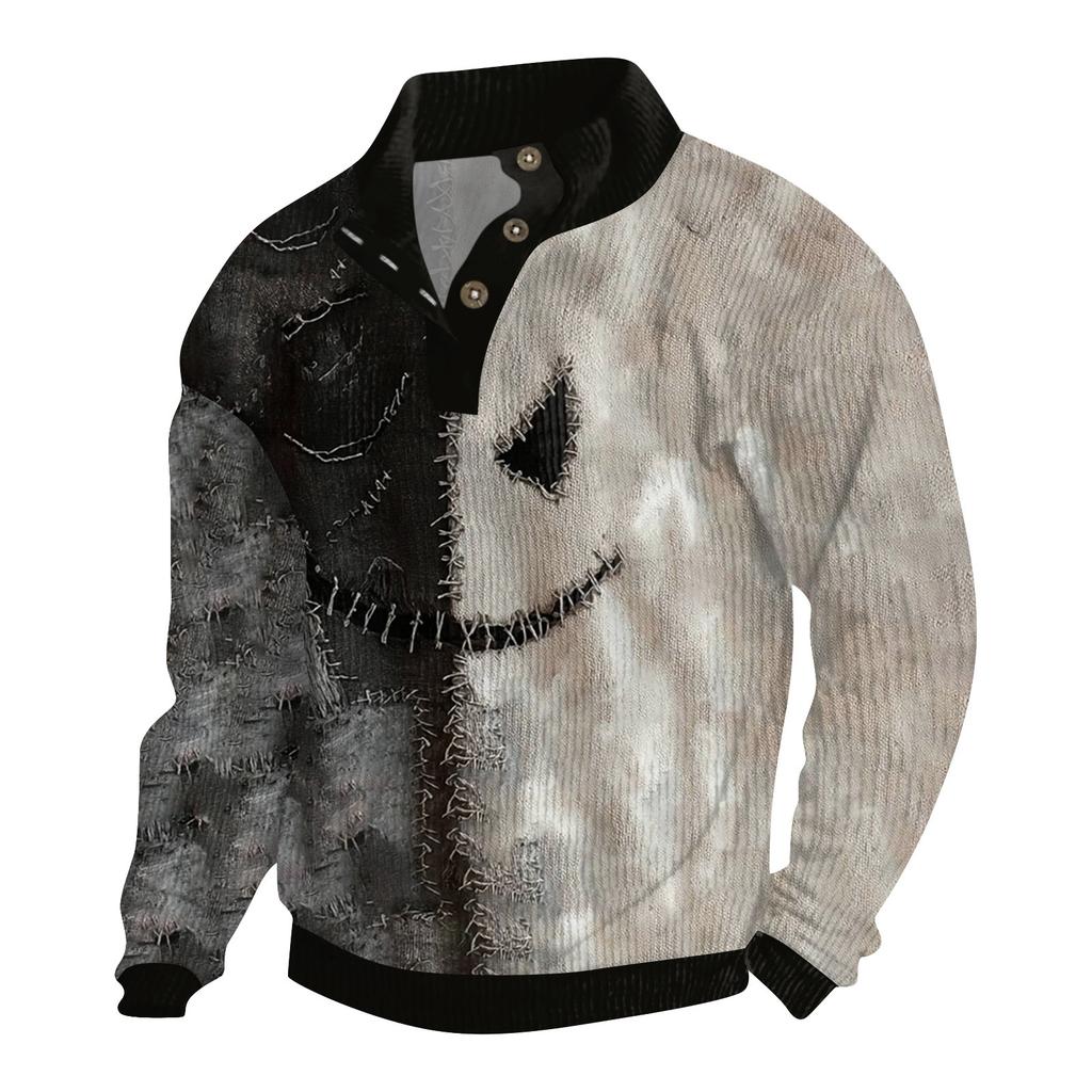 Men's Halloween Printed Corduroy Button Shirt
