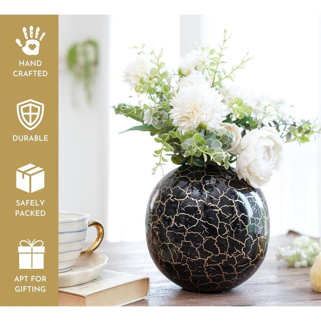Metal Ball Vase for Home Decor|Round Flower Pot for Bedroom Living Room Office Wedding| | Best Gift |