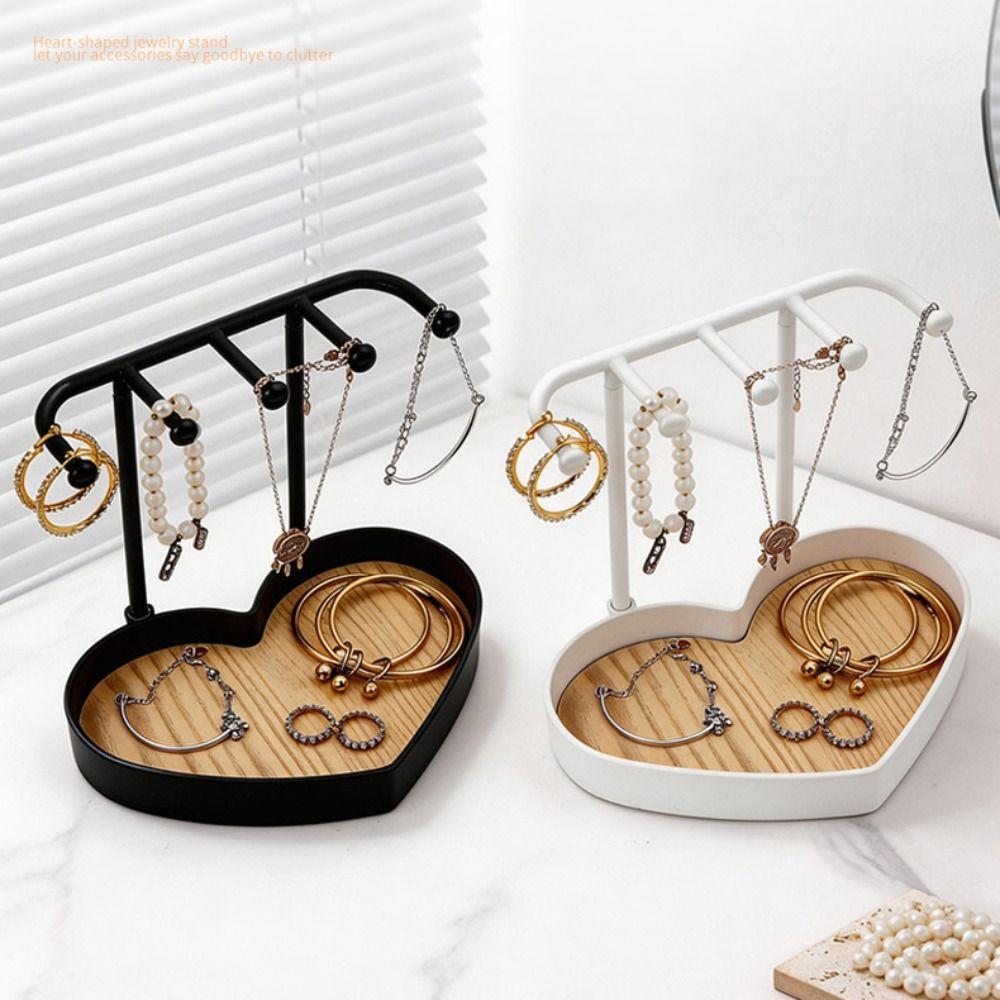 Hanging Holder Earrings Storage Rack With Wooden Base Necklaces Organizer  Earrings Necklaces